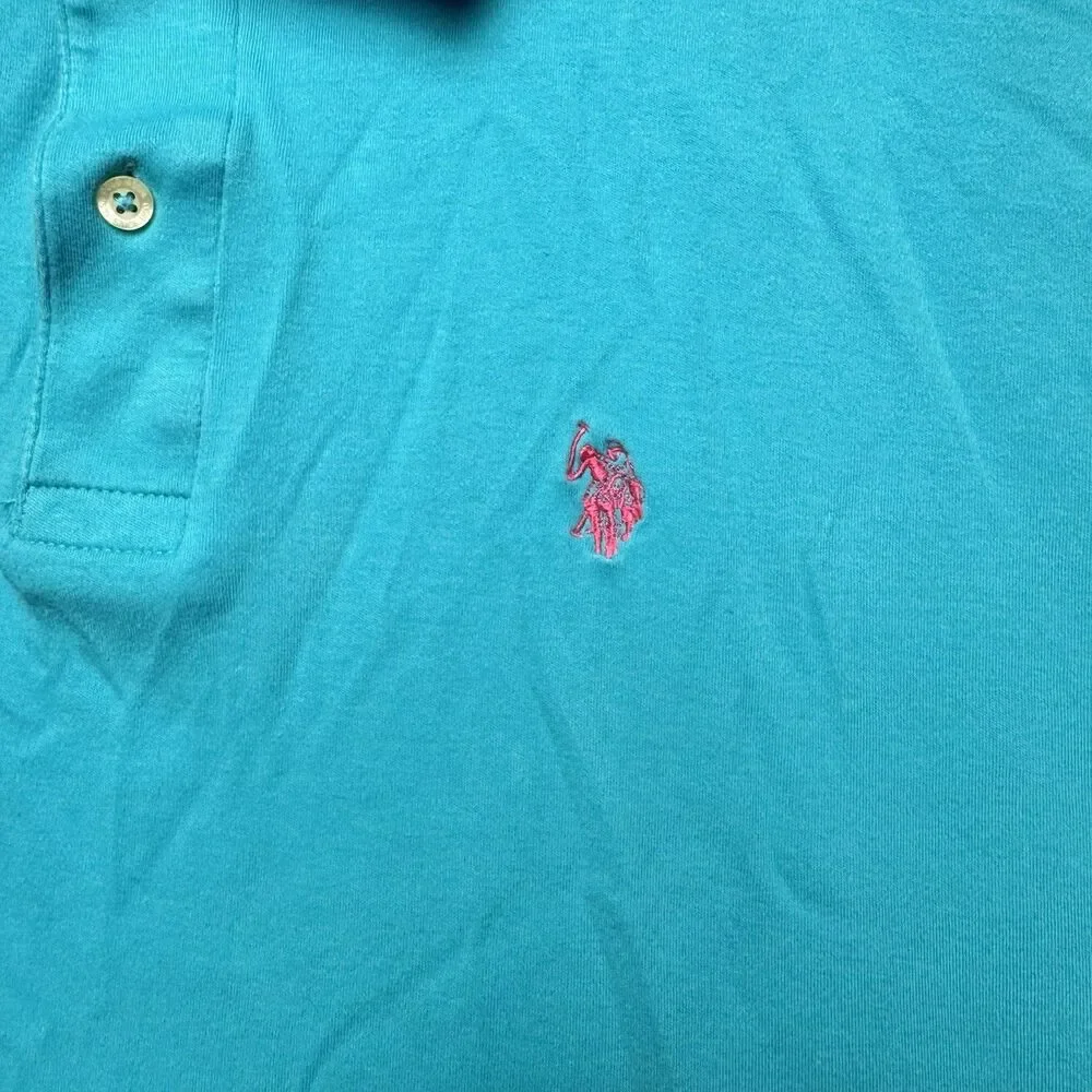 U.S. Polo Assn. Luxury Feel Men's Blue Short Sleeve Cotton Polo Shirt 4XLT